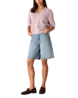 Pointelle Collar Detail Knit Sweater