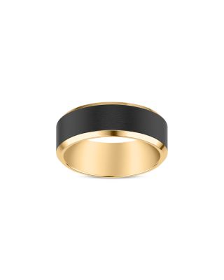 Men's Beveled Band in Black & Yellow Tungsten