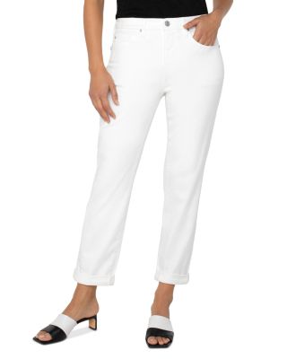 The Keeper High Rise Rolled Cuff Boyfriend Jeans in Bright White