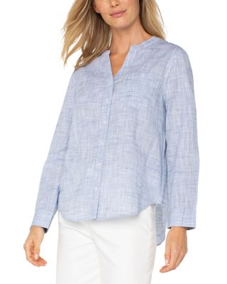 Long Sleeve Button Front Woven Top