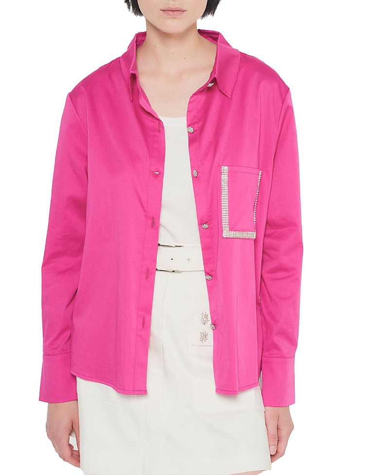 As By Df Valentina Embellished Satin Blouse In Magenta