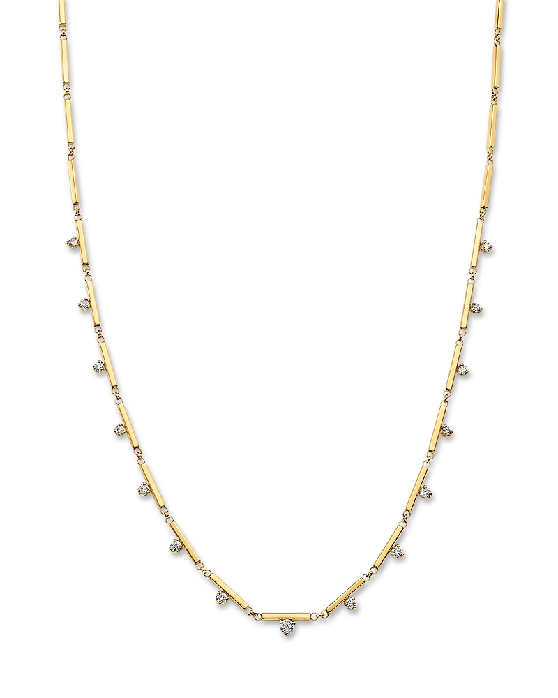 Zoë Chicco 14k Yellow Gold Prong Diamonds Linked Bar Collar Necklace, 15-17 In Yellow