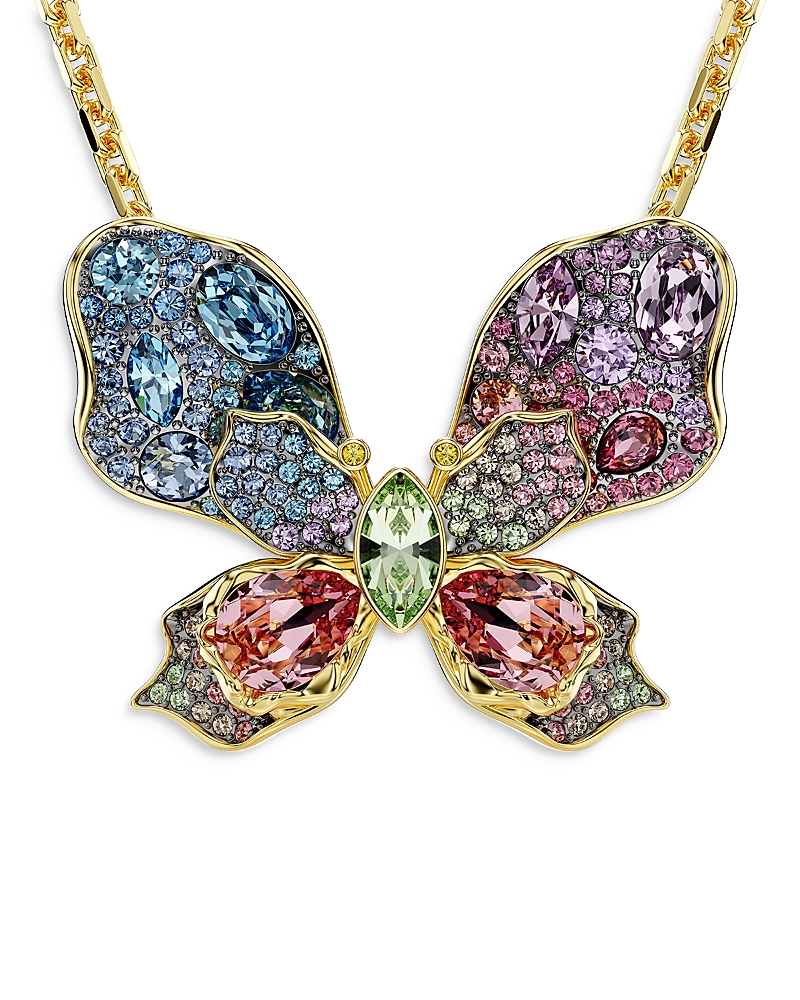 Swarovski Idyllia Multicolored Crystal Butterfly Necklace In Gold