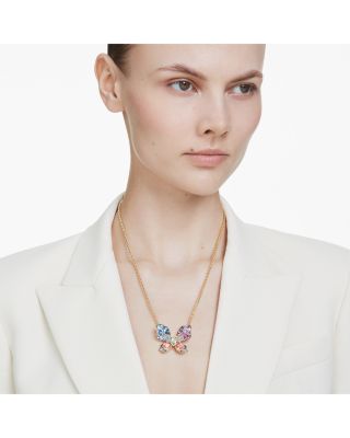 Idyllia Multicolor Crystal Butterfly Pendant Necklace, 25.5"-29.5"