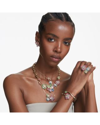 Idyllia Multicolor Crystal Flower Triple Row Ring