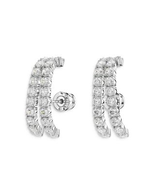 Matrix Crystal Double Row Cuff Stud Earrings 