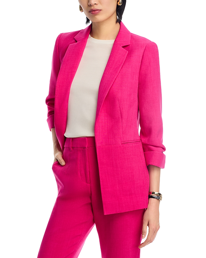 T Tahari Ruched Sleeve Blazer In Tulip Pink