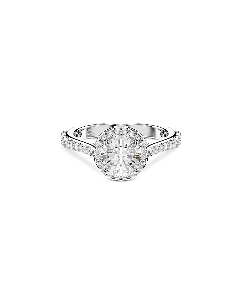 Swarovski Una Angelic Round-cut Cocktail Ring In Silver