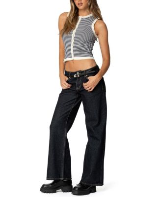 Everson Striped Button Up Knit Top