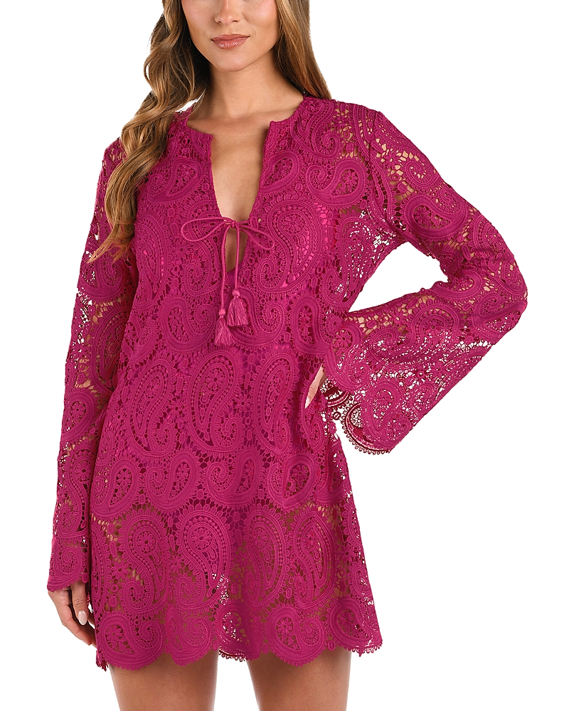L'agence Ansley Paisley Long Sleeve Cover-up Dress