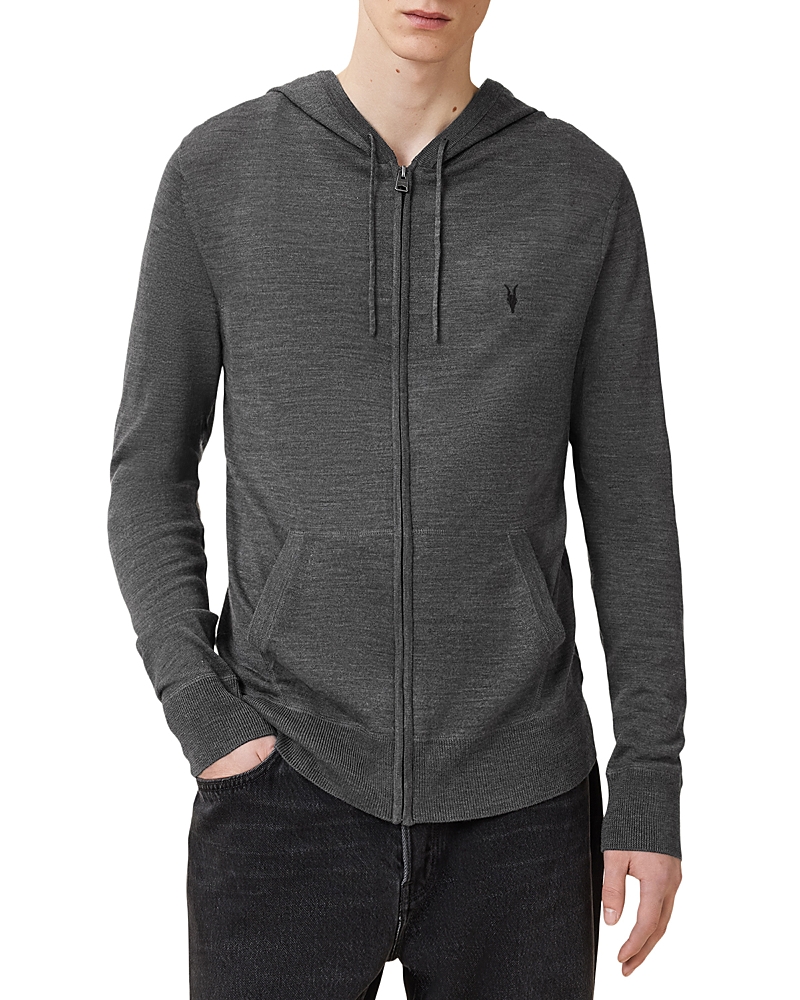 Allsaints Mode Merino Wool Slim Fit Full Zip Hoodie