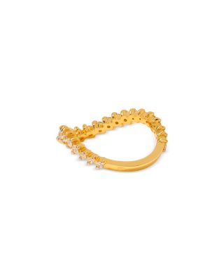 18K Yellow Gold Gray Diamond Alliance Vague Diamants Wavy Ring