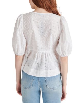 売れ筋商品|||スティーブ マデン カットソー トップス レディース Women's Paula Eyelet Tie-Front Cotton Top Black Steve Madden Paula Eyelet Tie-front Cotton Top in Black | Lyst