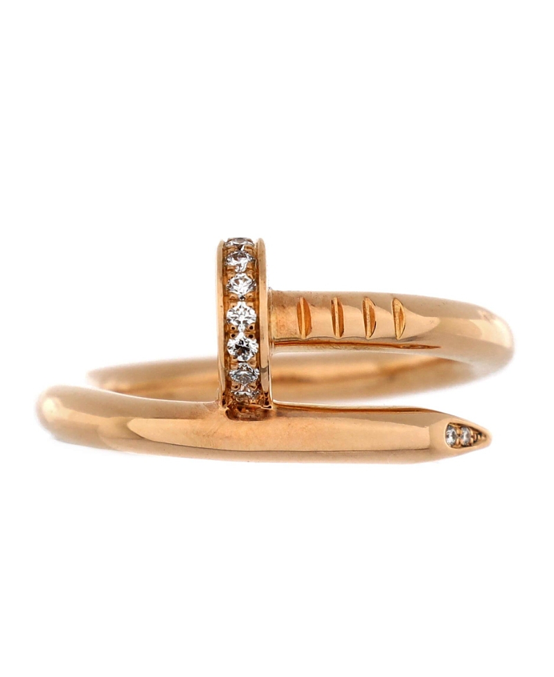 Pre-owned Pre-owned Cartier Cartier Juste Un Clou Ring 18k Rose Gold And Diamonds