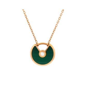 Pre-Owned Cartier - Amulette de Cartier Pendant Necklace 18K Rose Gold with Malachite and Diamond