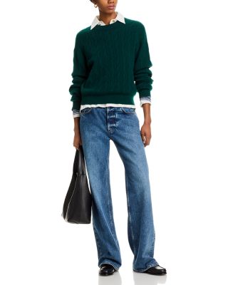 Cashmere Cable Collegiate Crewneck Sweater 