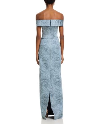 Jacquard Off-the-Shoulder Gown