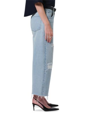 Ayla High Rise Raw Hem Crop Jeans in Vaquero