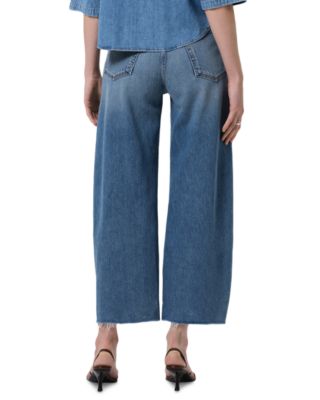 Ayla Raw Hem High Rise Crop Jeans in Telegraph
