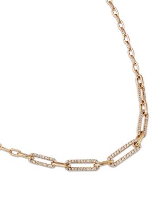 Diamond Paperclip Collar Necklace in 14K Yellow Gold, 0.71 tcw
