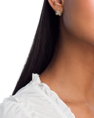 Diamond Clover Stud Earrings in 14K Yellow Gold, 0.37 tcw