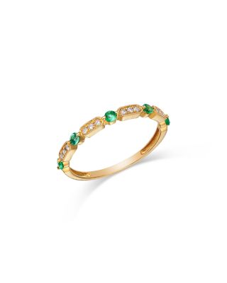 Bloomingdale's Fine Collection - Emerald & Diamond Band in 14K Yellow Gold
