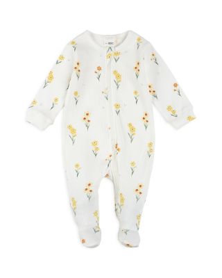 FIRSTS by petit lem - Girls' Daffodils Print Ribbed Sleeper Footie - Baby