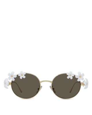 Signature Flower Framed Yellow Oval Sunglasses, 51mm