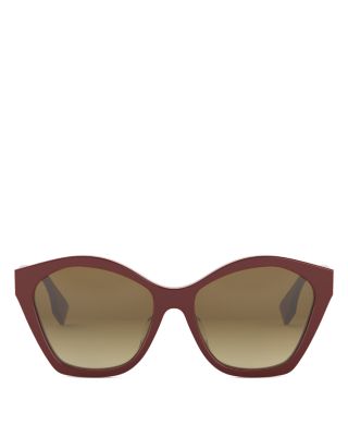 Lettering Red Geometric Sunglasses, 56mm