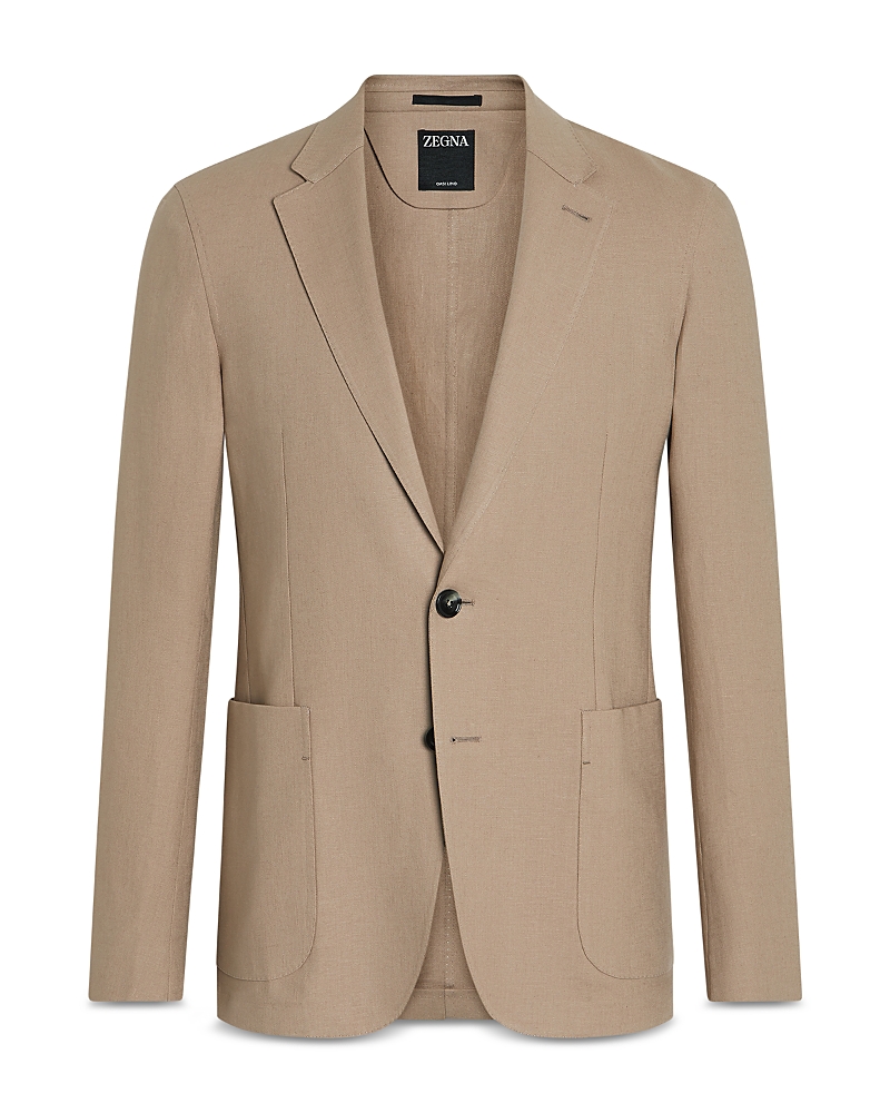 Zegna Oasi Lino Slim Fit Linen Jacket In Brown