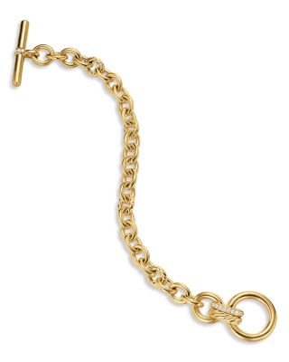 DY Mercer&reg; Toggle Chain Bracelet in 18K Yellow Gold with Diamonds, 8mm