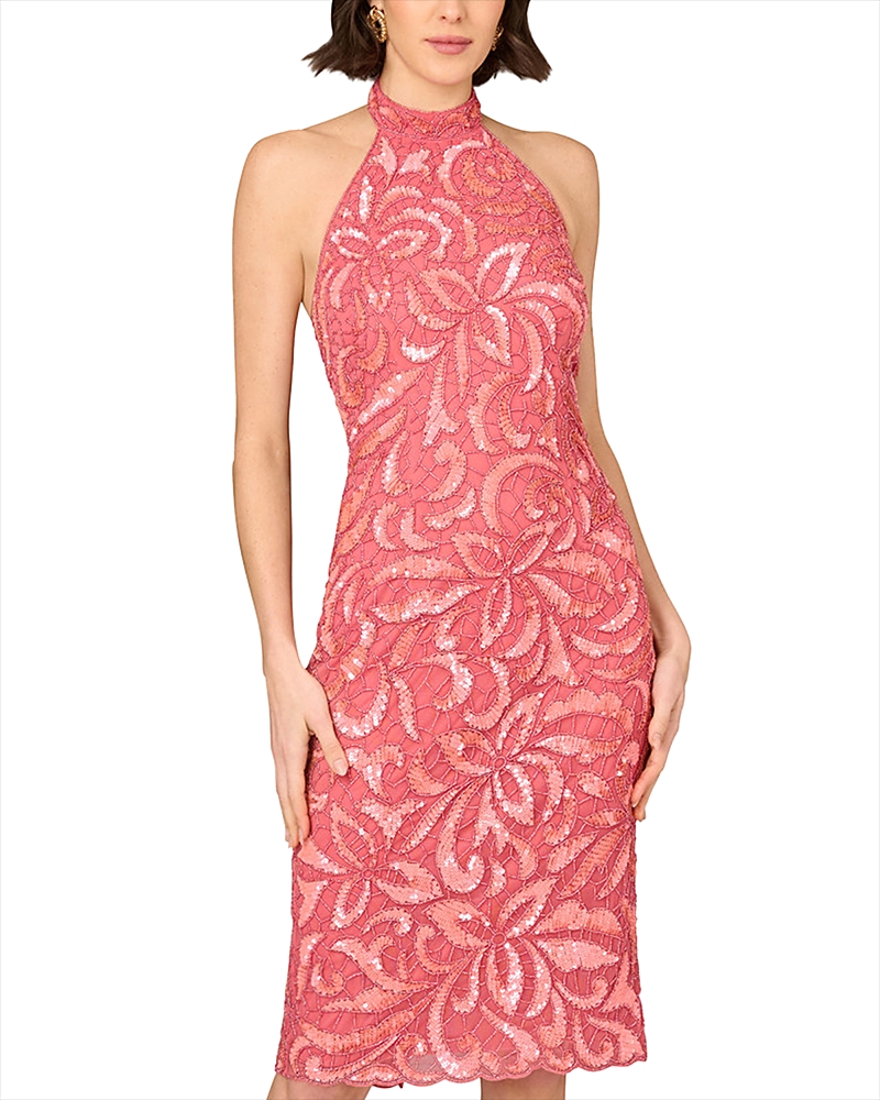 Aidan Mattox Beaded Dress In Summer Rose