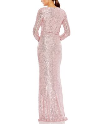 Sequined Long Sleeve Gown