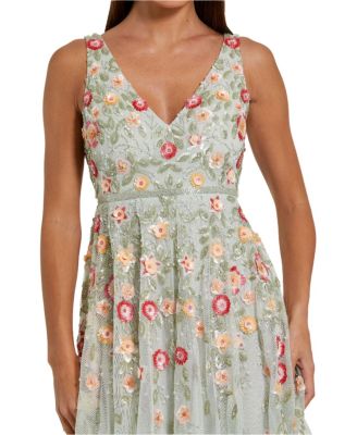  Floral Embellished V-Neck Midi Dress