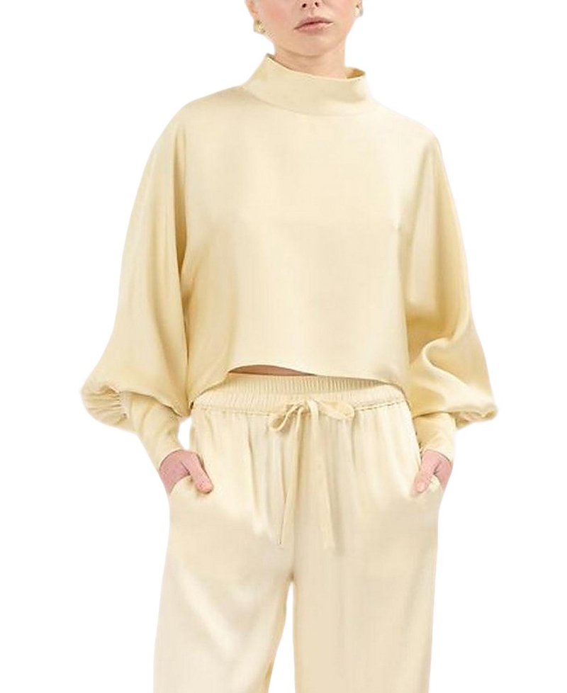 Shop Careste Carmenita Mockneck Cropped Top In Anise