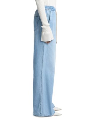 Drawstring High Rise Wide Leg Jeans in Hana