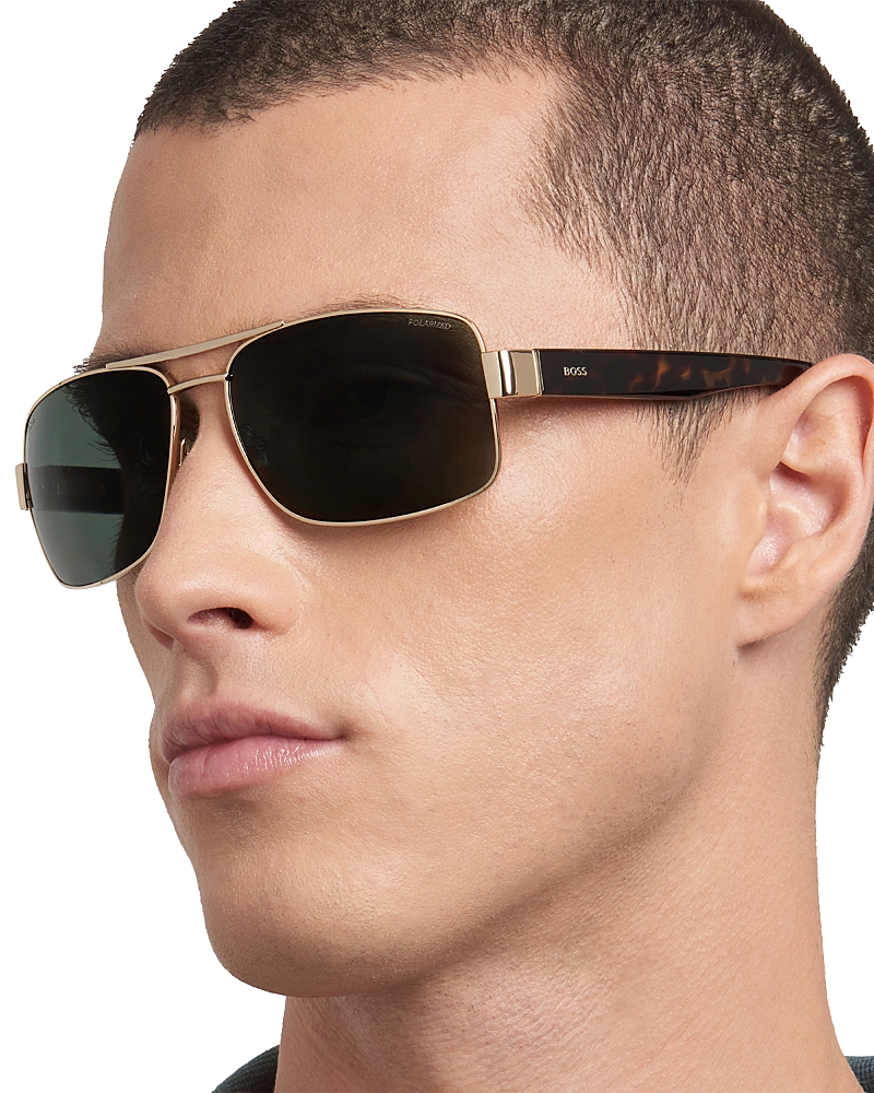Hugo Boss Boss 62mm Oversize Polarized Navigator Sunglasses In Gold