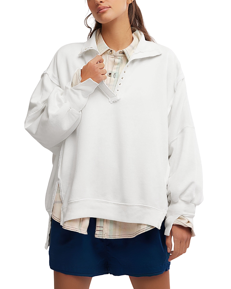 Free People Camden Henley Sweatshirt In Optic White