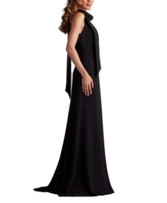 Sims Taffeta Shoulder Bow Halter Gown