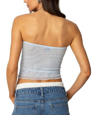 Rori Ruffle Knit Sheer Mesh Top