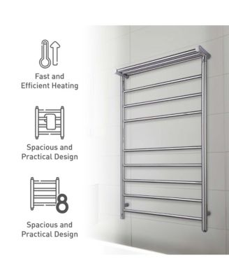 Wall Mount Electric Towel Warmer with 8 Heated Bars Plus 3 Non-heated Bars