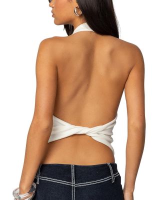 Twister Backless Knit Halter Top