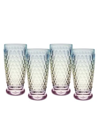 Boston Pearl Crystal Highball Glasses, Set of 4
