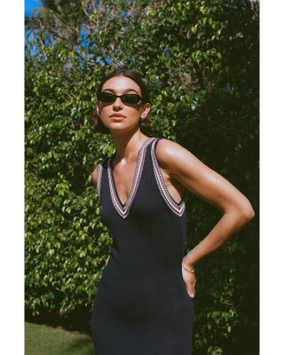 Sage Knitted Trim Dress