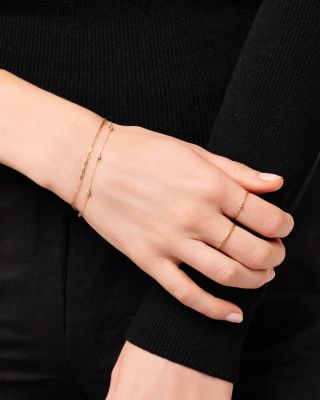  Solid Yellow Gold Lab-Grown Diamond Station Bracelet