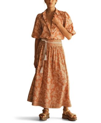 BUTA Belted Drop Waist Midi Skirt