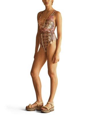 SONTUOSA Belted Plunge One Piece