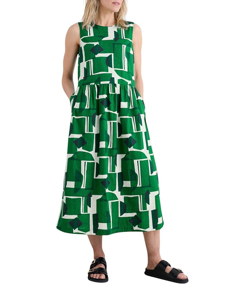 Seasalt Cornwall Brouse Geo Print Sleeveless A-line Dress