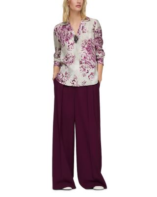 Notch Collar Silk Top