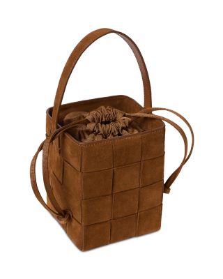 Laith Wide Woven Suede Top Handle Bag
